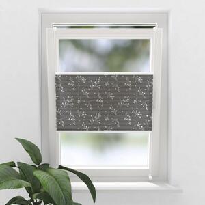 Jaluzea plisată (plisse) Soluna tensionată lateral, fără găurire, model frunze, gri 40x130 cm
