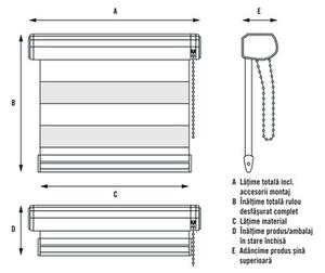 Rulou dublu Soluna D-R1 alb 80x175 cm, casetă albă