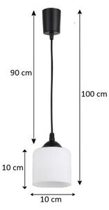 Brilagi - Lustră LED suspendată pe cablu RETRO GLASS 1xE27/60W/230V diam. 14 cm negru/alb