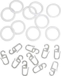 Inele cu cârlig pentru galerie perdea Solevito Ø 16 mm, alb, set 10 buc