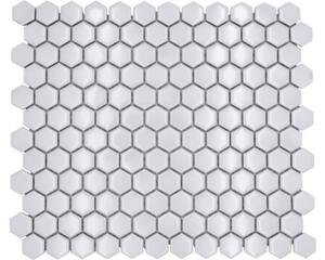 Mozaic piscină ceramic hexagonal HX 050 uni alb lucios 26x30 cm