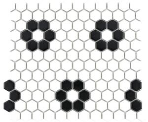 Mozaic piscină ceramic HX 030 alb-negru mat 26x30 cm
