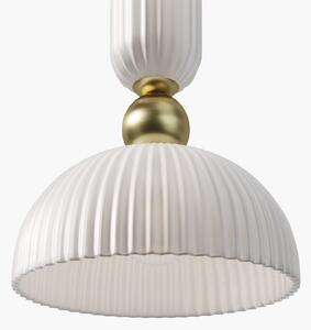 Maytoni lampă suspendată Antic, alb/galben, Ø 30 cm, sticlă, E27, reglabil, Alb, Camera de zi / sufragerie, Sticlă