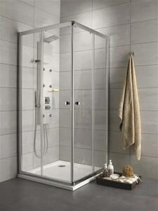Set cabină de duș pătrată Radaway Premium C800 cu cădiță de duș si sifon, 80x80 cm, sticlă transparentă, profil crom