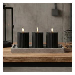 Set de 3 lumânări LED BRILLO, 2x AA, 10 cm, negre + telecomandă