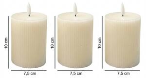Set 3 lumânări LED BRILLO, 10 cm, crem, alimentare 3x AAA, cu telecomandă