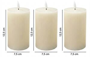 Set de 3 lumânări LED BRILLO, 12,5 cm, crem, alimentare 3xAAA, cu telecomandă