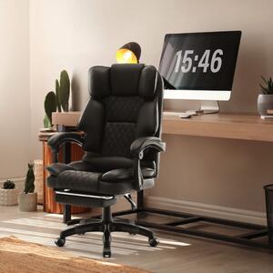 Scaun de birou ergonomic HC-1031 din piele ecologică cu suport pentru picioare - negru