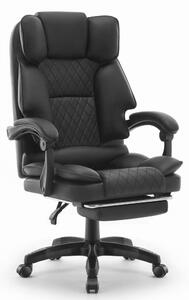 Scaun de birou ergonomic HC-1031 din piele ecologică cu suport pentru picioare - negru