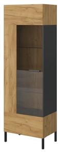 Vitrina SANTES, stejar artisan auriu, PAL laminat, 64x42x198 cm