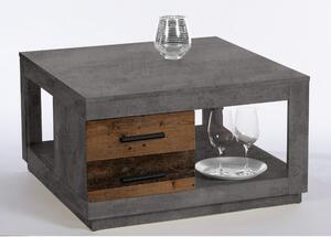 Masuta cafea Fulda, gri ciment/lemn antichizat, PAL, 80x80x46 cm