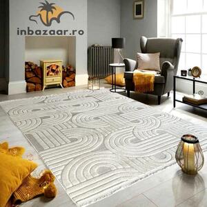 Covor 3D in relief acolade 678B 80x300 cm Crem