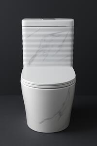 Set vas wc cu capac slim, montare pe podea, rimless, evacuare laterala, alb gri 68 x 37 x 80 cm T2126UG