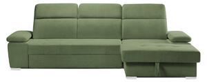Colțar Extensibil TRENDY, cu ladă de depozitare, cu tetiere reglabile, variante stânga/dreapta 295x170x105 cm, Verde-Memphis / Dreapta