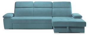 Colțar Extensibil TRENDY, cu ladă de depozitare, cu tetiere reglabile, variante stânga/dreapta 295x170x105 cm, Turcoaz-Memphis / Dreapta