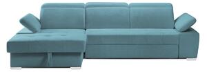 Colțar Extensibil TRENDY, cu ladă de depozitare, cu tetiere reglabile, variante stânga/dreapta 295x170x105 cm, Turcoaz-Memphis / Stanga
