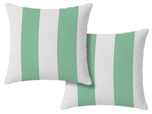 Set 2 fete de perna decorative STRIPES 45x45 cm, alb-verde