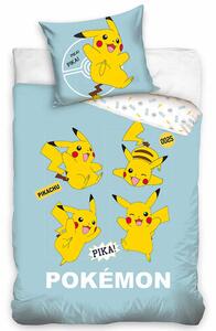 Lenjerie pat din bumbac pentru copii CarbotexPokémon Pika Pikachu, 140 x 200 cm, 70 x 90 cm