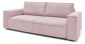 Canapea roz-deschis extensibilă cu tapițerie din catifea reiată 245 cm Nihad – Bobochic Paris