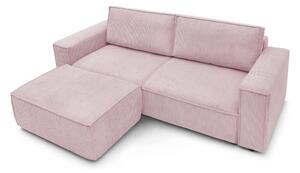 Canapea roz-deschis extensibilă cu tapițerie din catifea reiată 245 cm Nihad – Bobochic Paris