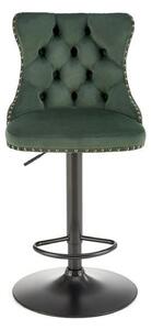 Scaun bar H117, verde/negru, stofa catifelata/otel, 47x52x96/118 cm