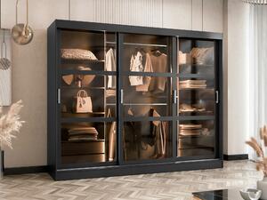 Dulap Comfivo 428Negru, 203x250x65cm, Uși dulap: Glisante