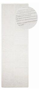 Covor tip traversă alb țesut manual din amestesc de lână 80x230 cm Sculptured Blocks – Flair Rugs