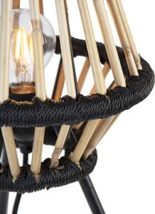 Lampă de masă trepied rural bambus cu negru - Evalin