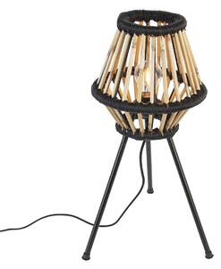 Lampă de masă trepied rural bambus cu negru - Evalin