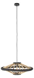 Lampă orientală suspendată bambus cu negru 60 cm - Evalin