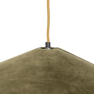 Lampă suspendată de țară catifea verde cu stuf 60 cm - Frills Can