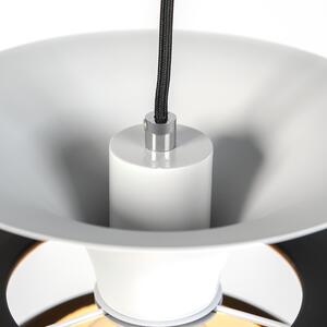 Lampă rotundă modernă suspendată, neagră, cu 3 straturi albe - Titus