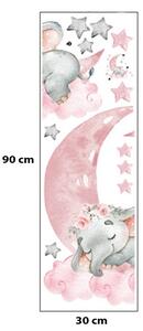 Sticker Decorativ Pentru Copii, Autoadeziv, elefant pe luna, 67x60 cm