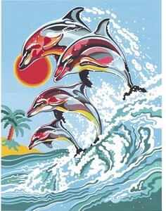 Pictură pe numere Delfini în valuri 30x22 cm