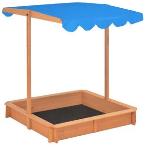 Cutie de nisip cu acoperiș ajustabil albastru lemn de brad UV50