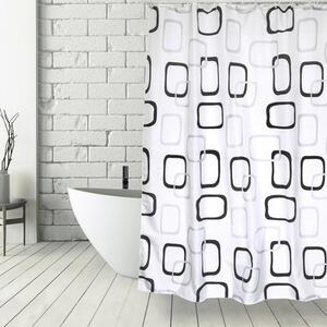 Perdea de duș MSV Vintage Textil 180x200 cm alb/negru