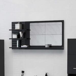 Oglindă de baie, negru extralucios , 90x10,5x45 cm, PAL