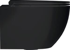 Vas WC suspendat Jungborn TWO, incl. capac WC, fără margine de clătire, tehnologie Turbo Flush, negru mat
