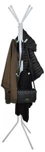 Cuier metalic, inaltime totala 175 cm, 12 carlige, 3 niveluri, design minimalist, alb