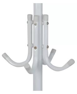 Cuier metalic, inaltime totala 175 cm, 12 carlige, 3 niveluri, design minimalist, alb