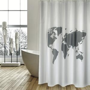 Perdea de duş MSV Amazon Textil 180x200 cm alb/gri