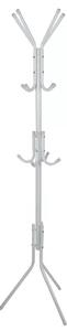 Cuier metalic, inaltime totala 175 cm, 12 carlige, 3 niveluri, design minimalist, alb