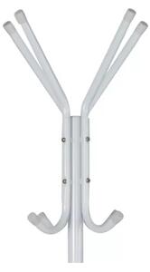 Cuier metalic, inaltime totala 175 cm, 12 carlige, 3 niveluri, design minimalist, alb