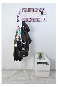 Cuier metalic, inaltime totala 175 cm, 12 carlige, 3 niveluri, design minimalist, alb