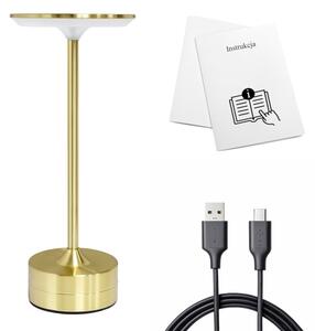 Lampă de birou LED tactilă reîncărcabilă TAVOLO, 2,5W/5V, 2400 mAh, 3000-6000K, aurie
