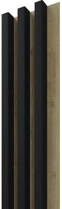 Panou riflaj decorativ Linea Slim 3 stejar negru 3x15x265 cm