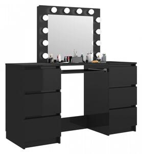SEN18 - Set Masa toaleta, 140 cm, cosmetica machiaj, masuta vanity, oglinda cu LED-uri - Negru