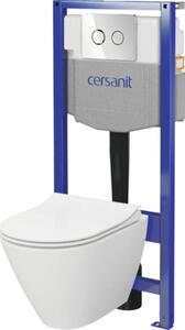 Set vas WC cu rezervor, mecanism și capac Cersanit City, fără margine de clătire, alb