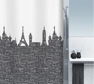 Perdea de duș spirella Urban Textil 180x200 cm negru/alb