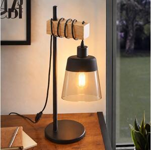 BRILAGI - Lampă de masă WOOD GLASS 1xE27/40W/230V maro/negru/bej fumuriu